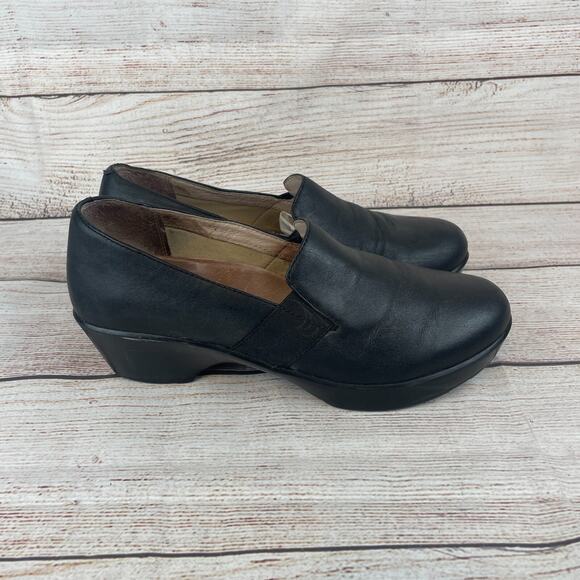 DANSKO Jessica Black Nappa Womens Sz 40 (9.5-10) Clogs Black Leather Floral Shoe - Picture 5 of 10